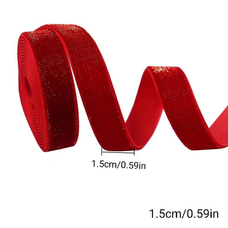 0.39'' Ribbon Red Brilliant Velvet Ribbons 5 Yards With - Temu